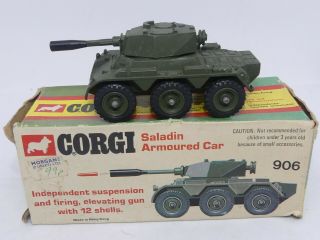 Corgi Toys - Saladin Armoured Car 1975 - No 906 & Box/ Missiles