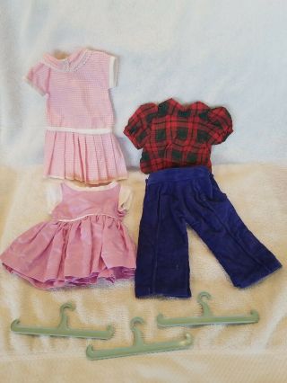 Vintage Terri Lee Assorted 3 Outfits For 16 " Doll W 3 Clothes Hanger 1950s