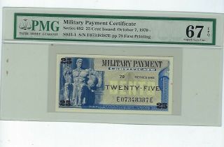 1969 Series 692 25 Cents Mpc Pmg Graded Gem Uncirculated 67 Epq