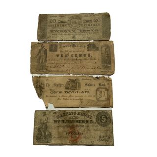 1861 - 62 Virginia 4 Obsolete Currency Set Of Seldom Seen Virginia Bank Notes