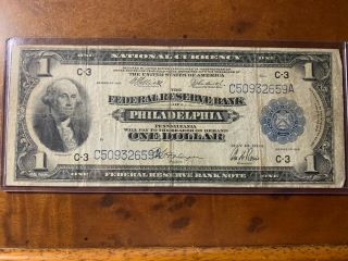 Series 1918 National Currency $1 Dollar Federal Reserve Bank Of Philadelphia