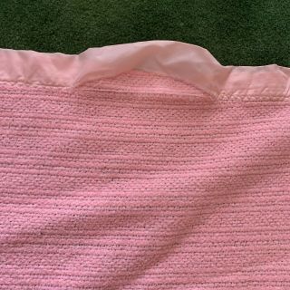 Vintage Pink Satin Trim Blanket Thermal Waffle Weave Acrylic Twin 3
