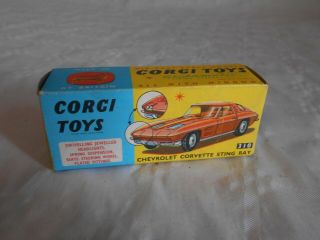 Box For Corgi Toys 310 Chevrolet Corvette Sting Ray