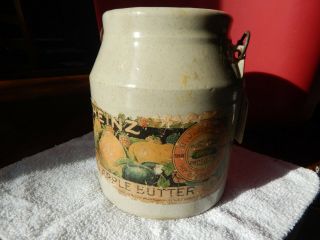Antique Vintage Heinz Apple Butter Jar Stonewear Crock 36 Oz