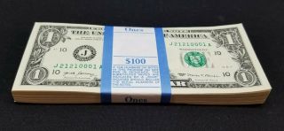 100 One Dollar Bills J A Series $1 Notes Kansas City Mo Federal Reserve