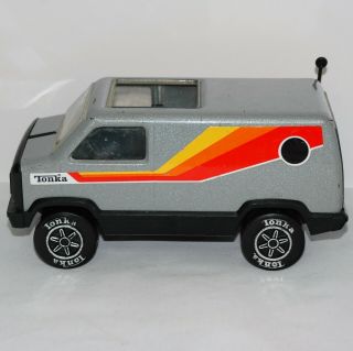 Tonka Silver Van Pressed Steel Metallic Grey Vintage Toy Pre - Owned 1970’s