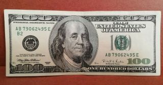 1996 Series $100 / One Hundred Dollar Bill Federal Reserve Note (ab79062495e)