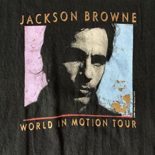 Vintage Jackson Browne 1989 World In Motion Tour T Shirt Concert Ticket