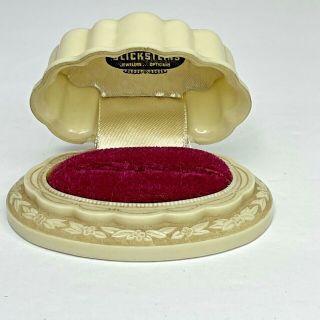 Elec City Antique Vintage Art Deco 1930 Cream Celluloid Wedding Ring Jewelry Box