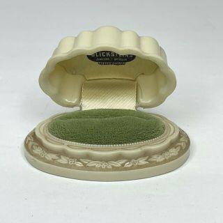 Antique Vintage Art Deco 1930 Cream Celluloid Wedding Ring Jewelry Elec City Box