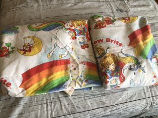 Vintage 1983 Rainbow Brite Twin Size Flat And Fitted Sheet Flannel USA 2