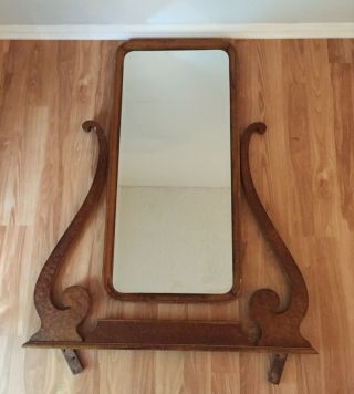 Antique Maple Dresser Mirror With Stand