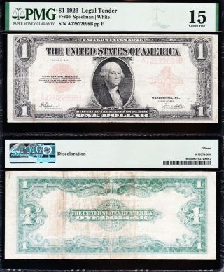 Scarce 1923 $1 Red Seal Legal Tender Us Note Pmg 15 A72822698b