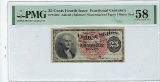 Fr.  1301 Bust Of George Washington.  25c Pmg About Unc 58 - Fourth Issue
