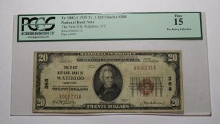 $20 1929 Waterloo York Ny National Currency Bank Note Bill Ch 368 F15 Pcgs