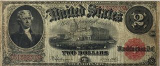 1917 Two Dollars Bracelet Back Legal Tender Large Horse Blanket Red Seal $2