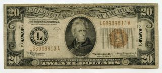 1934 - A $20 Federal Reserve Note Hawaii Currency San Francisco Twenty - Bp927