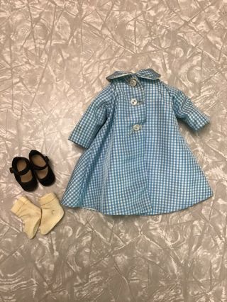 Vintage Madame Alexander Lissy Doll Tagged Coat Blue With Black Shoes