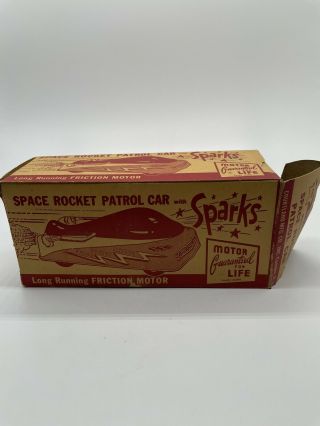 Antique Tin Friction Toy Space Rocket Patrol Car 7 