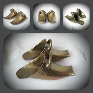 Antique Pair Spanish Conquistador Solid Brass Horse Shoe Stirrups Wall Pockets