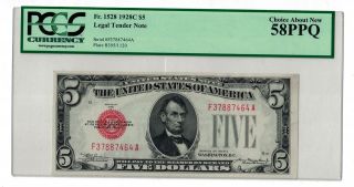 Fr.  1528 1928 C $5 Five Dollars Red Seal