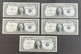 5 Vintage 1957a,  $1 Silver Certificate,  Sequentially Numbered Star Notes