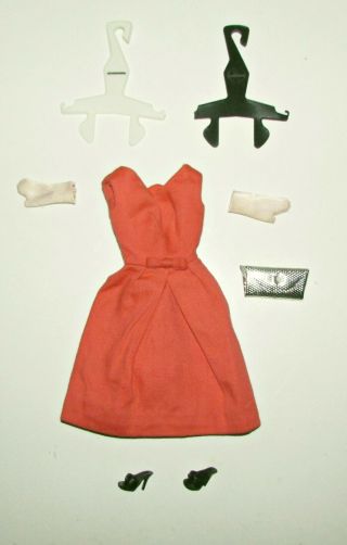 Vintage Barbie Fashion Pak Orange Coral Belle Dress W Tag,  Bow Accessories Great