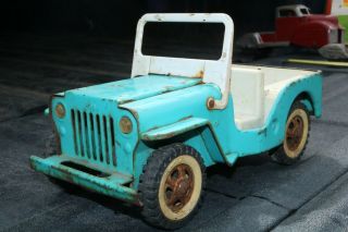 Tonka Toys Pressed Steel Light Blue Jeep - Made In Canada