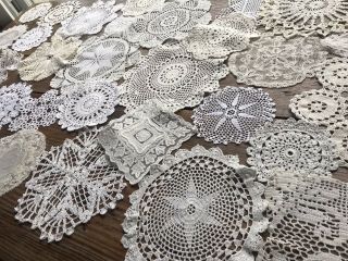 Vintage 35 Handmade Lace Crochet Doilies Sewing Crafts Shabby Chic Wedding