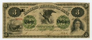 1862 $3 The Farmers And Merchants Bank Of Greensborough,  Maryland Note