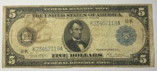1914 $5 Federal Reserve Dallas Large Size Note Discount
