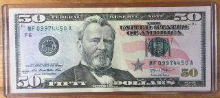 ✯ Uncirculated 2013 $50 Fifty Dollar Federal Reserve Note Bill ✯