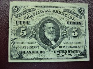 1863 5 Cent Fractional Currency Note - Oldtime U.  S.  Currency