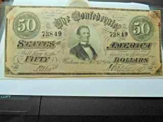 1864 C.  S.  A.  Richmond Virginia $50.  00 Note