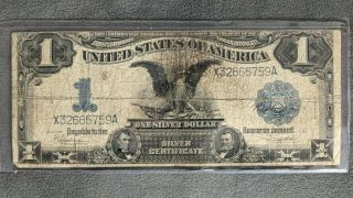 Large 1899 $1 Dollar Bill Black Eagle Note Big Silver Certificate