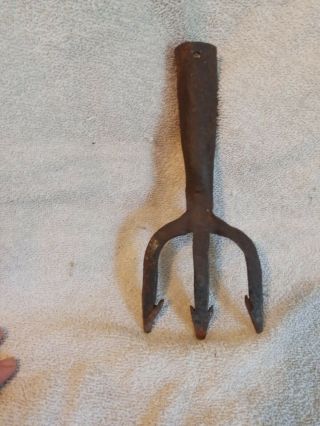 Rare Antique Blacksmith Hand Forged Trident 9 " 3 Prong Fish /eel Gig Or Spear