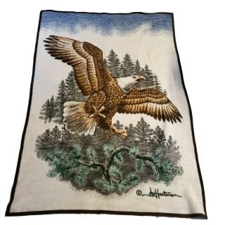 Vintage Biederlack Heavy Soft Blanket Plush Throw Eagle Made In Usa 52 " X 72 "