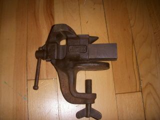 Small Antique Stanley No 743 Clamp On Vise 2 " Jaws W/ Anvil