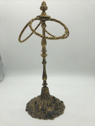 Vtg Brass 3 Ring Towel Holder Stand Bathroom Counter Top Vanity 24 Gold Plated 3