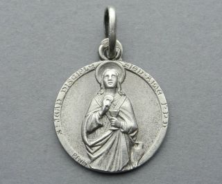French,  Antique Religious Sterling Pendant.  John The Apostle,  Medal By Penin.