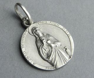 French,  Antique Religious Sterling Pendant.  John the Apostle,  Medal by Penin. 2