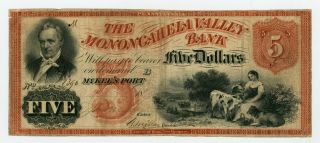 1858 $5 The Monongahela Valley Bank - Mckee 