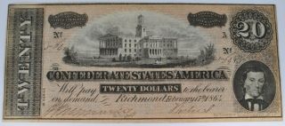 T - 67 Csa Confederate States $20 Advertising For Childrey The Druggist