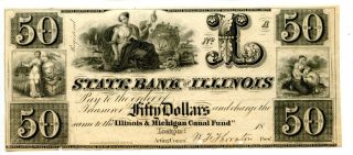 1842.  $10 Lockport,  Illinois.  State Bank Of Illinois.  Illinois & Michigan Can