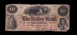 1864 $10 Broken Bank Note Obsolete Currency (valley Bank Hillsborough,  Nh) Pa.