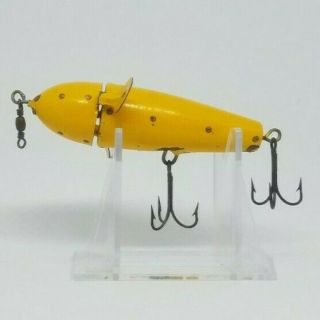 Mills Snyder Success Spinner In Yellow With Gold Spots 2t Vintage Brass Lure