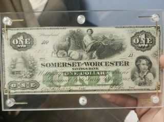 Somerset And Worcester Savings Bank $1 Obsolete Currency - Uncirculated