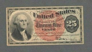 1863 Us 25 Twenty Five Cents Fractional Currency Fourth Issue 25c Fr 1303 - S563