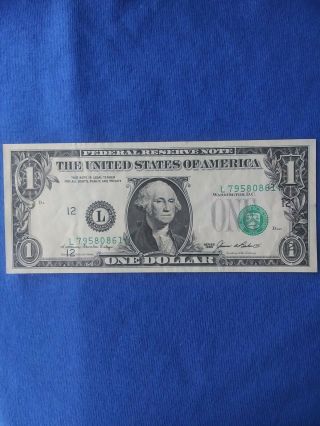 1995 $1 One Dollar Frn Federal Reserve Note “major Print Shift Error” Au Rare