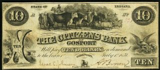 Obsolete Currency July 1,  1857 Gosport,  In - Citizens Bank Of Gosport $10